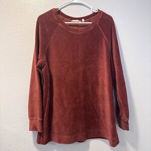 Soft‎ Surroundings Size-L/Pet Womens Sweater Rust Orange Corduroy Tunic Pullover